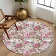 thumbnail image 2 of Round Rugs 6 Ft, Light Pink Spring Floral Non Slip Area Rugs for Kitchen Bedroom Entryway, Vintage Summer Botanical Washable Carpet Runner Rug Floor Mats for Bedroom Home Decor, 2 of 8