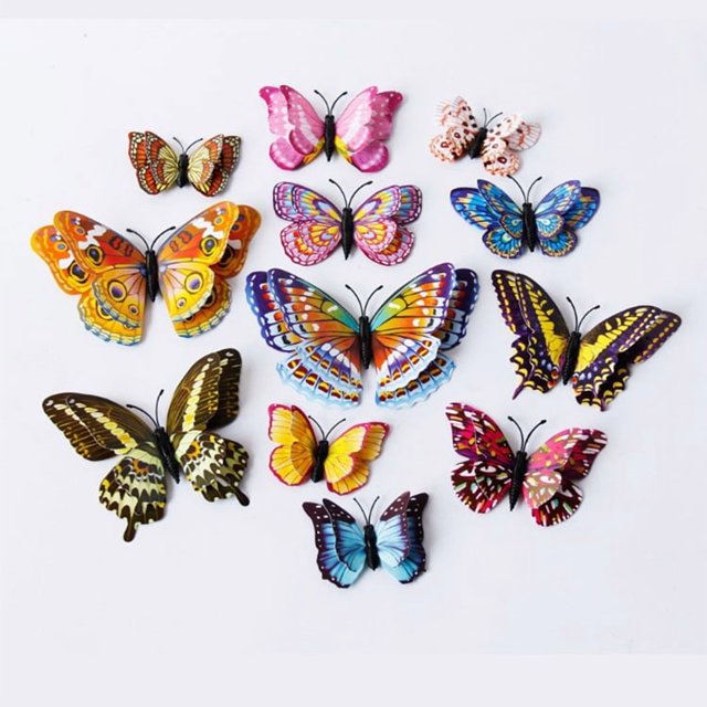 Pegatinas de pared de mariposas que brillan en la oscuridad, coloridos imanes de mariposas 3D, calcomanías de pared de doble capa, mariposas luminosas, manualidades de arte de pared extraíbles para