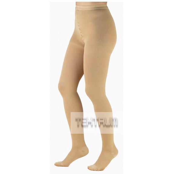 Waist high firm compression pantyhose medical 20-30mmHg for men and women-closed toe beige, Medium US/Large EU