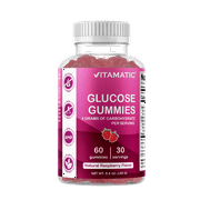 Vitamatic Glucose Chweble Gummies - 60 Count - Natural Raspberry Flavor - 4G of Carbohydrate per Serving