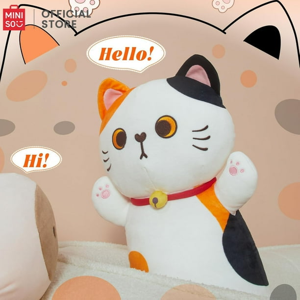 Almohada de peluche MINISO Long con forma de gato y gatito, 28 cm