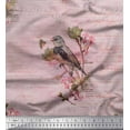 thumbnail image 1 of Soimoi Satin Silk Fabric Text,Floral & European Greenfinch Bird Printed Craft Fabric by The Yard 42 Inch Wide, 1 of 1