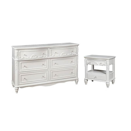 2 Piece Traditional Set With Dresser And Nightstand In White