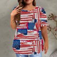 thumbnail image 1 of Fiudx Liquidación de Ahorros de Verano Día de La Independencia Moda Mujeres Manga Corta Floral Impreso Cuello Redondo Sobre Tamaño Tops Verano Camiseta Blusa, 1 of 6