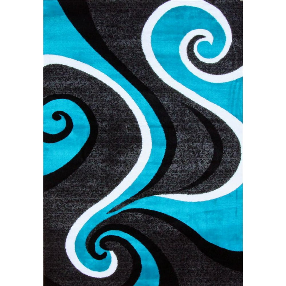 Persian Rugs 0327 Turquoise Swirls Modern Abstract Area Rug 8x11