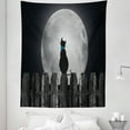 thumbnail image 1 of Moon Tapestry, Silhouette of a Cat Looking to Full Moon While Sitting on the Fence Animal, Fabric Wall Hanging Decor for Bedroom Living Room Dorm, 5 Sizes, Black Pale Grey Blue, by Ambesonne, 1 of 1