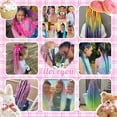 thumbnail image 4 of Pink and Green Jumbo Braiding Hair 3Packs 24in Colorful Braiding Hair Pre Stretched Fluorescent Green Ombre Braiding Hair for Girls #Rouge pink-Sky blue-Light green, 4 of 9