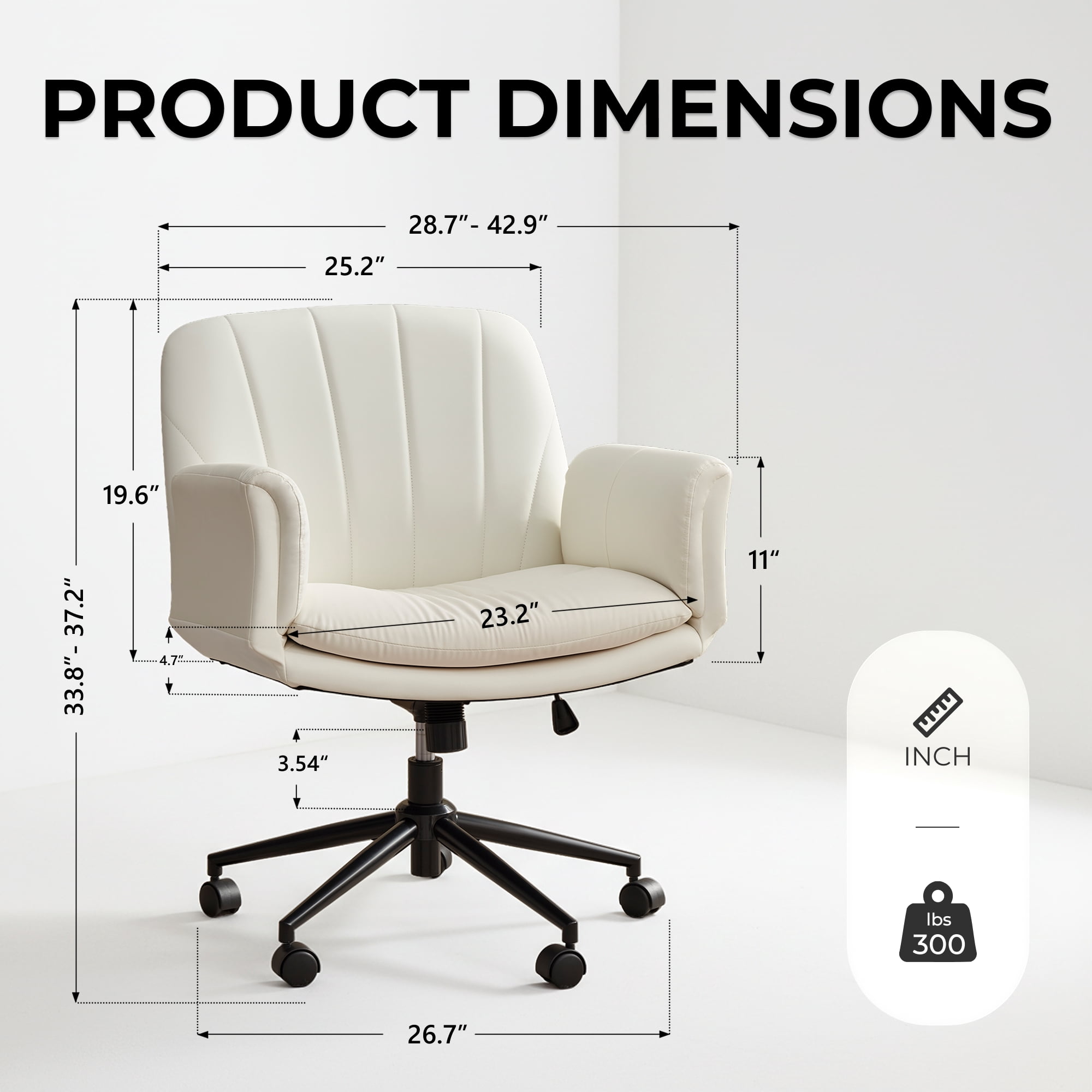 GOOSEA Adult PU Leather Criss Cross Indoor Makeup and Gaming Swivel and Adjustable Arms Office Chairs, Beige