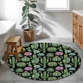 thumbnail image 3 of Cactus Summer Round Area Rug 4Ft Washable Circle Rugs for Bedroom Dining Room, Watercolor Tropical Botanical Black Non-Slip Carpet Floor Mats Indoor Outdoor Carpet Runner Aesthetic Home Decor, 3 of 8