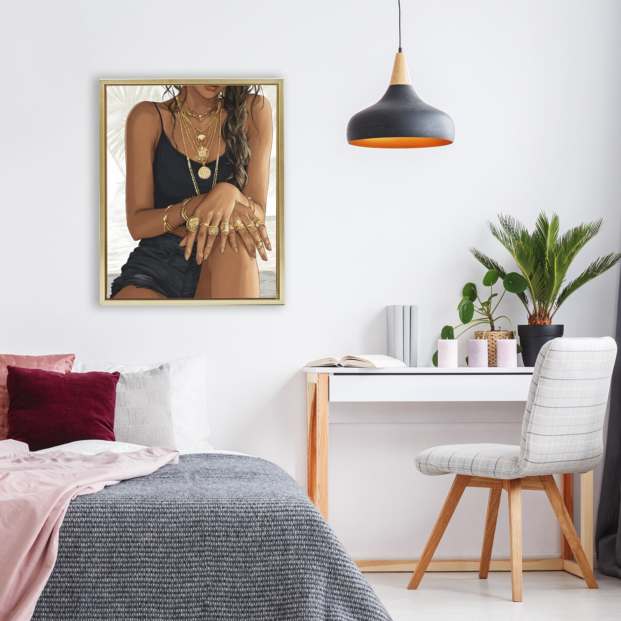 Stupell Industries All The Bling Adornments Gold Framed Floater Canvas Wall Art, design by Franklyn Gregory