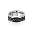 thumbnail image 2 of Gem Stone King Men's Shiny Solid Stainless Steel Braided Black Leather Classic Wedding Band Ring (8MM Width, Size 12), 2 of 4