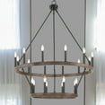 thumbnail image 3 of Vanity Art Farmhouse Vintage 20 Lights Wagon Wheel Chandelier Lighting Ceiling Light Fixtures for Living Room - 10588DW-BK, 3 of 9