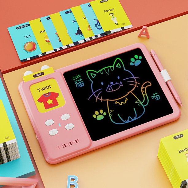 Máquina de aprendizaje de tarjetas LCD, juguete de terapia del habla colorido, regalo para niños de 3 a 6 años