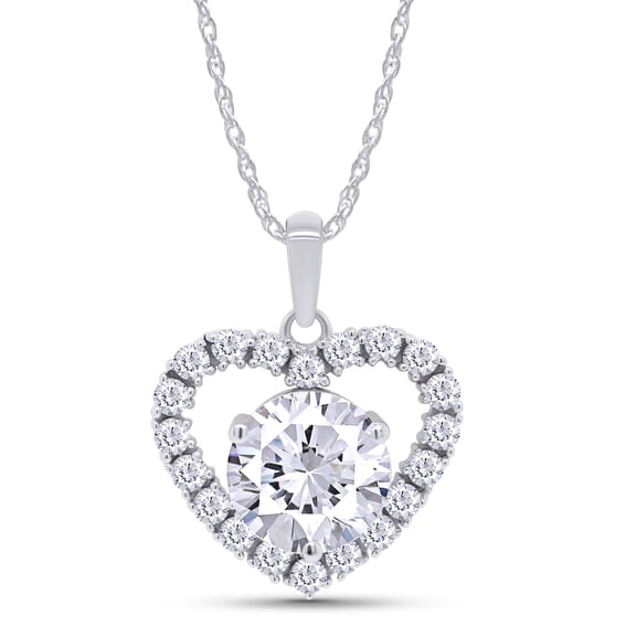 AFFY 3CT Moissanite Diamond Necklace for Women in 18K White Gold over Streling Silver