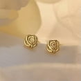 thumbnail image 3 of GKNET 1Pair Hollow Small Rose Stud Earrings Elegant Mini Simple Elegant Earrings WY4-Gold-, 3 of 8