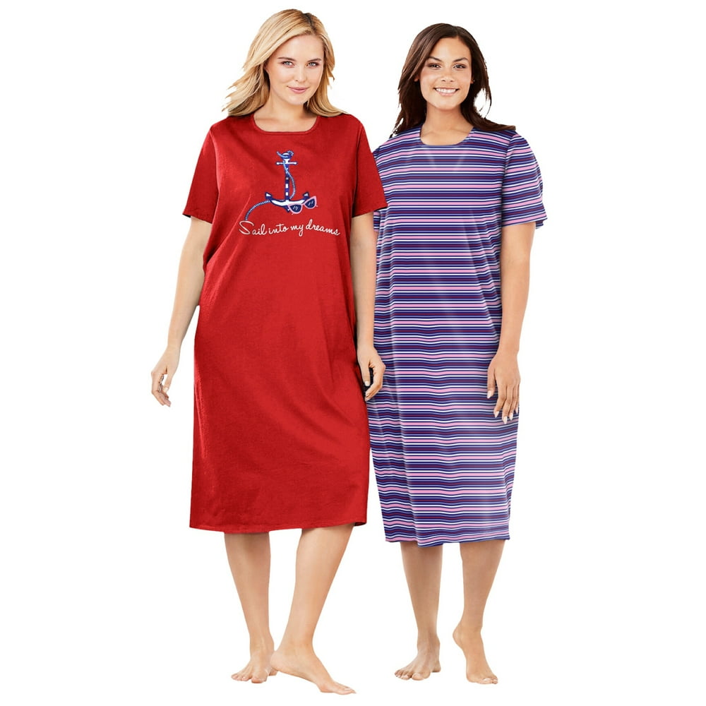Dreams & Co. Dreams & Co. Women's Plus Size 2Pack Long Sleepshirts