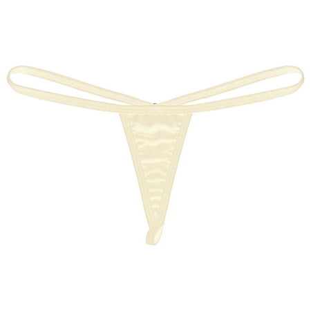 TiaoBug Women Low Rise G-String Bikini Briefs T-back Bottom Swimwear Micro Panties Thong Underwear Nude One Size