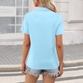 thumbnail image 3 of Lumtrix Women'S Polo Shirts Short Sleeve V Neck Business Casual Tops Collared Golf Work Top Summer Tees Sky Blue S, 3 of 4