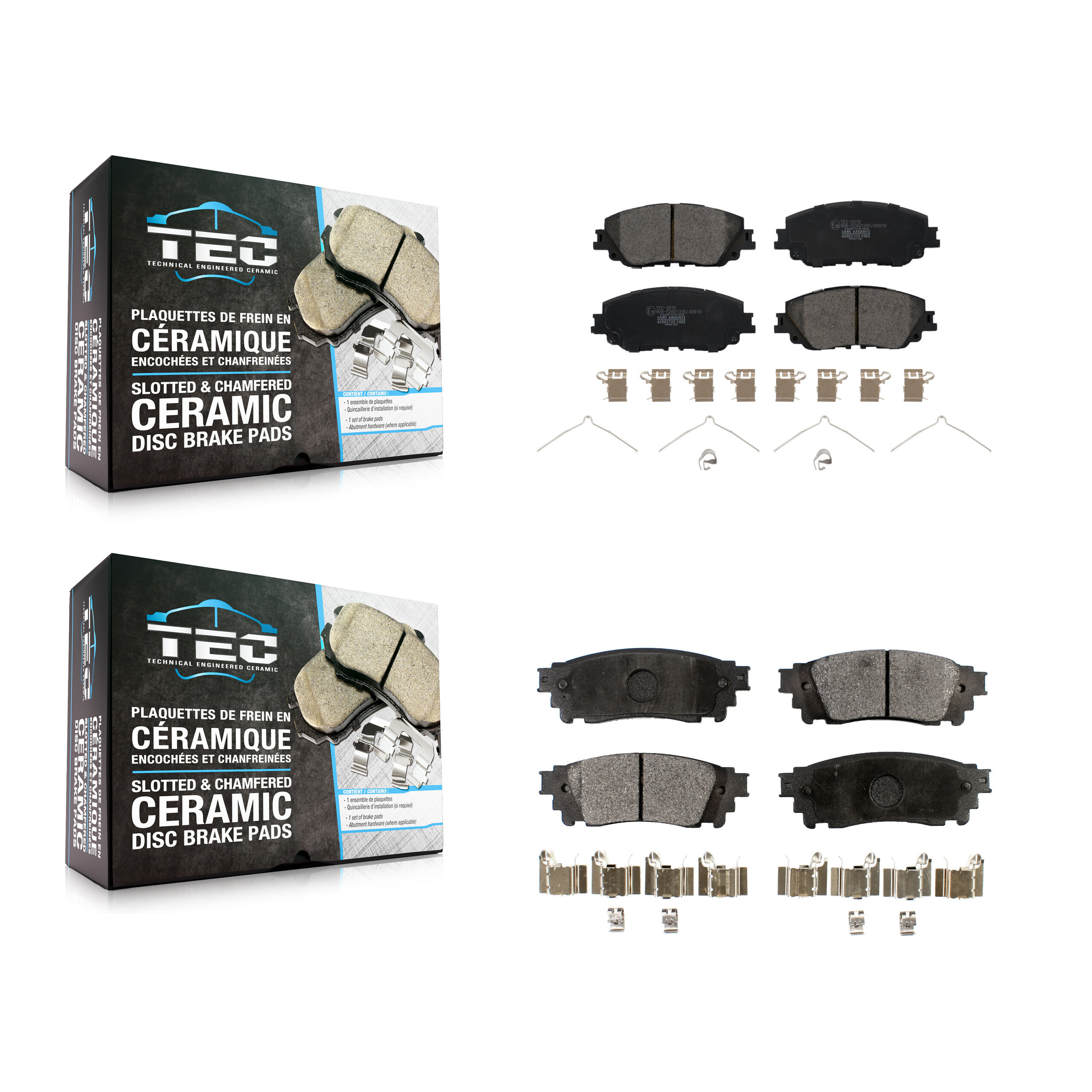YXPCARS Ceramic Disc Brake Pad Set – Front & Rear For Toyota Camry, RAV4, Avalon, Lexus ES350 – Low Dust, Quiet