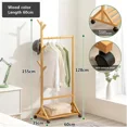 thumbnail image 2 of ShadeMart Nature Bamboo Clothing Rack with Wheels, Rolling Garment Rack for Hanging Clothes, 24" L x 13.8" W x 61" H, 2 of 6