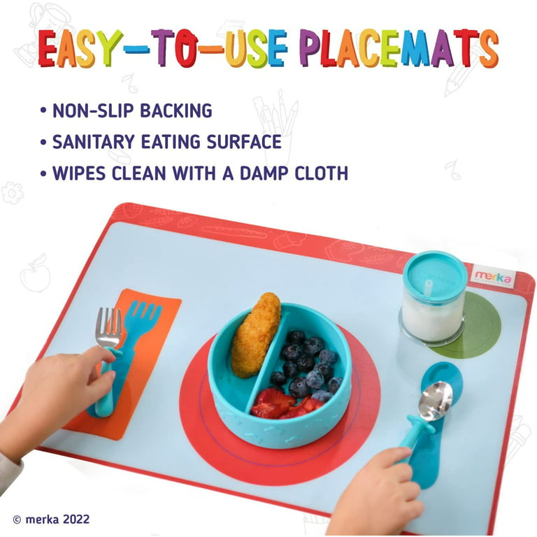 merka Kids Silicone Placemats for Dining Table: Montessori Non-Stick  Placemats for Kids & Toddlers; Educational Table Mat Teaches Children Table