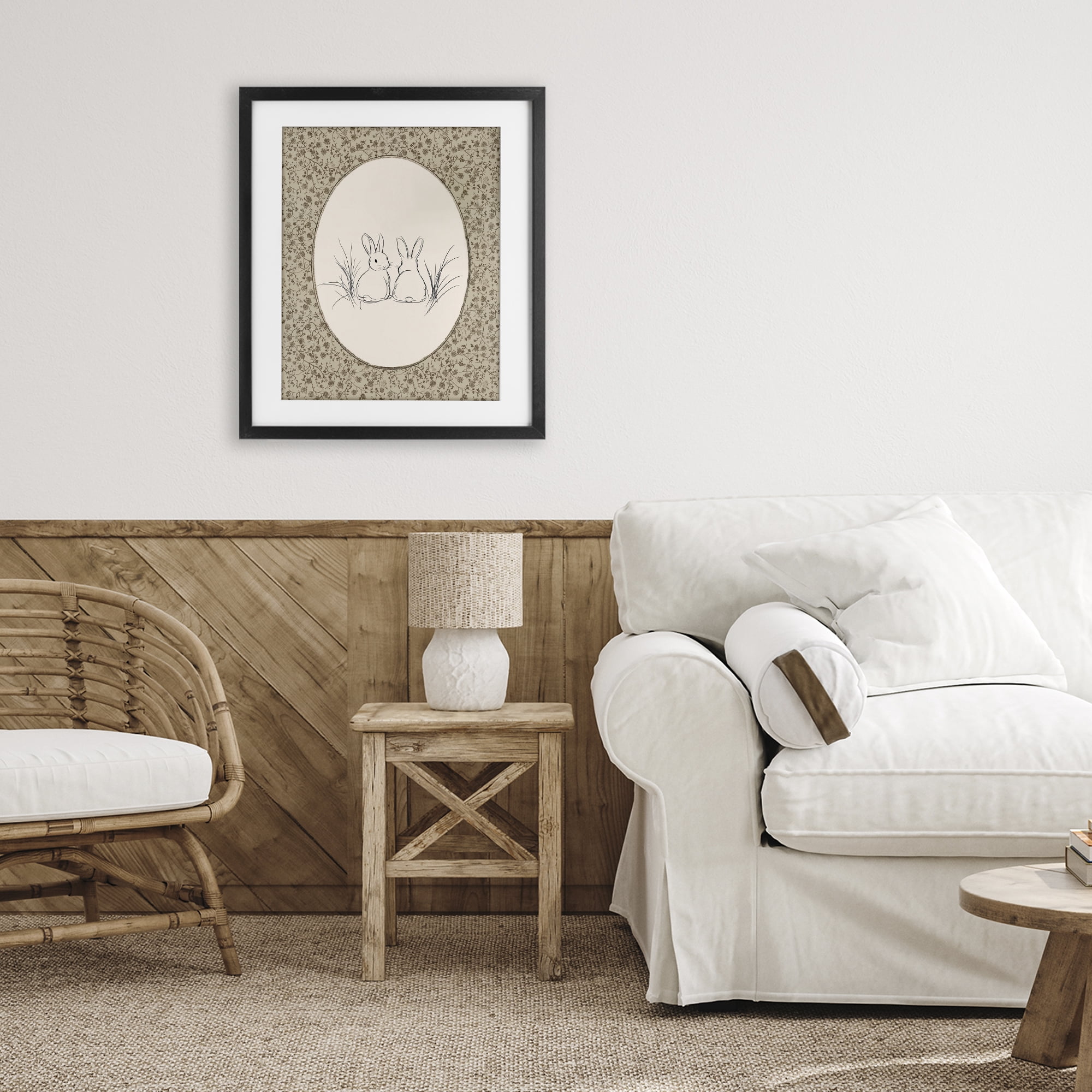 Stupell Industries Vintage Baby Bunnies Black Framed Print Under Glass, design by Ramona Murdock