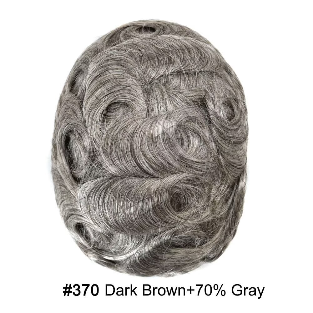 Mens Hairpiece LYRICAL HAIR Human Hair Replacement System Durable Thin Skin PU Injected Toupee Hair Wigs for Men