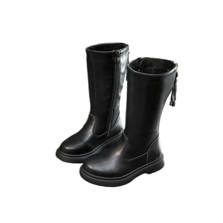 

Harsuny Girl Outdoor Comfort Riding Boot Breathable Fashion Waterproof Walking High Top Mid Calf Boots Black Side Zipper 10C
