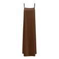 thumbnail image 5 of Women's Linen Maxi Dress, Contrast Trim Spaghetti Strap Sleeveless Backless Summer Beach Sundress, Loose Flowy Long Vacation Travel Dress, 5 of 5