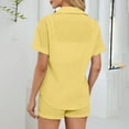 thumbnail image 3 of Ndbuld Women's 2 Piece Beach Outfits Button Down Short Sleeve Shirts and High Waist Shorts Lounge Sets Casual Tracksuit Set Yellow XL, 3 of 5