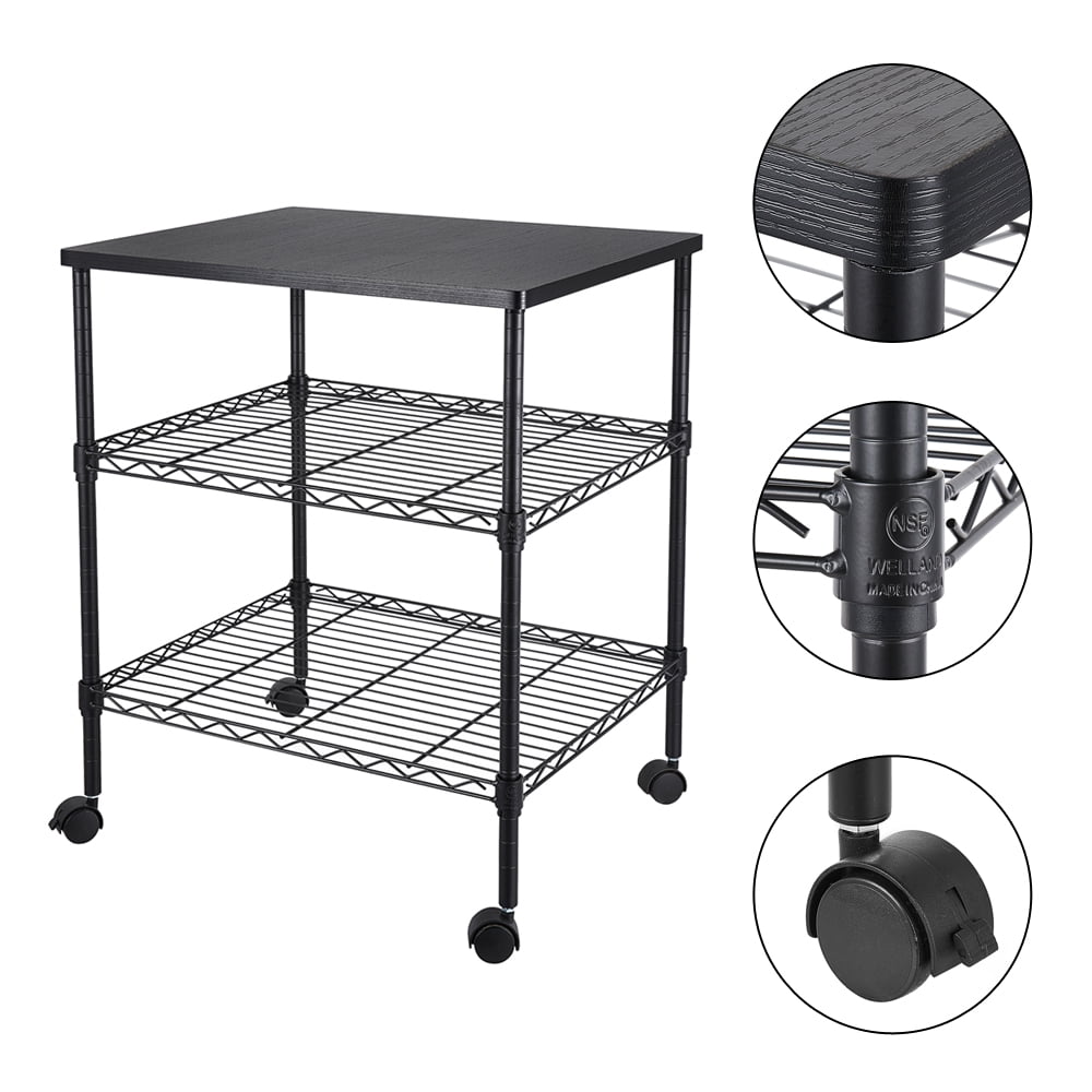 Kepooman 3-Tier Mobile Printer Stand Kitchen Rolling Utility Microwave Cart for Home Office, Black Kepooman 3-Tier Mobile Printer Stand Kitchen Rolling Utility Microwave Cart for Home Office, Black