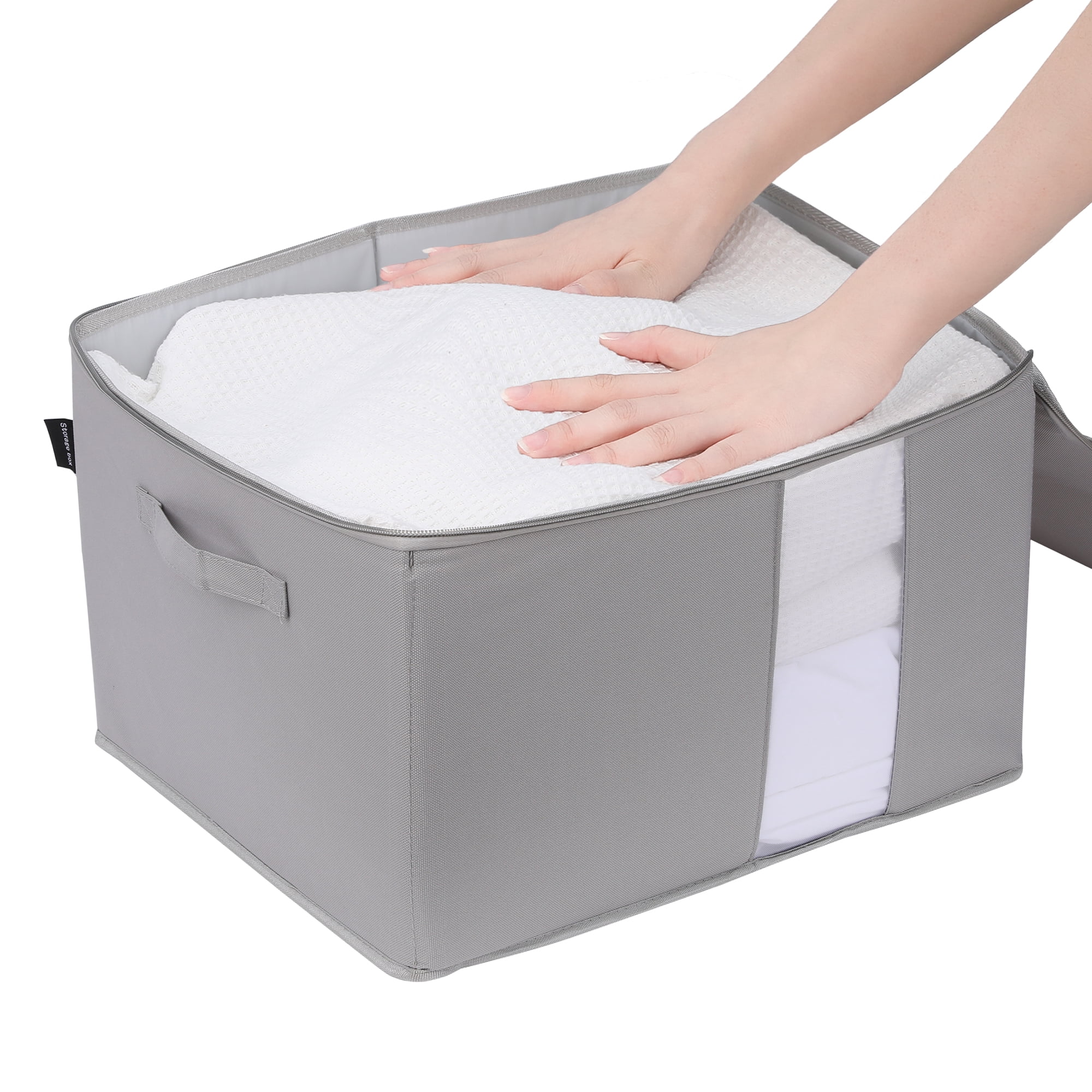 Unique Bargains Clothes Foldable Storage Bags for Closet Organizers Gray 14x11x7in