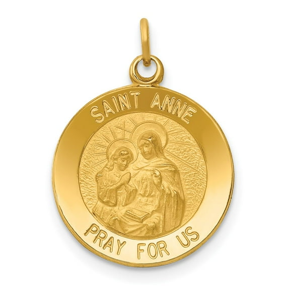 14k Yellow Gold Saint Anne Medal Charm Pendant Fine Jewelry For Women Gifts For Her