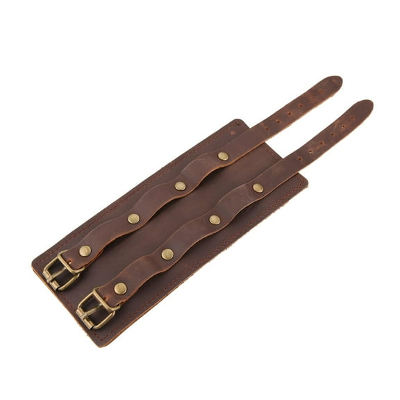 HZMAN Leather Wrist Wallet Cuff Bracelet for Men Hidden Pocket for Cash Invoice Multifunction Handmade Adjustable Brown Bracelet