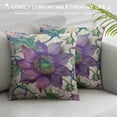 thumbnail image 3 of Seamless Spring Floral Throw Pillow Cover Transparent Purple Clematis Flowers on Climbing Twigs Decorative Square Pillow Case for Home Bedroom Living Room Cushion Cover, 3 of 5