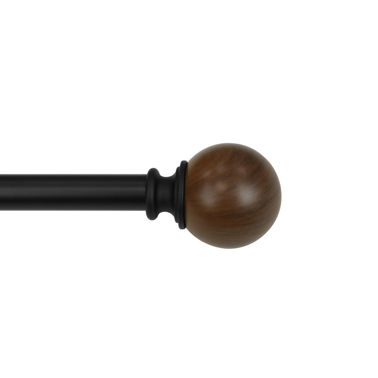 (2 pack) Mainstays 3/4" Mixed Material Ball Single Curtain Rod 30-84 in, Matte Black Finish