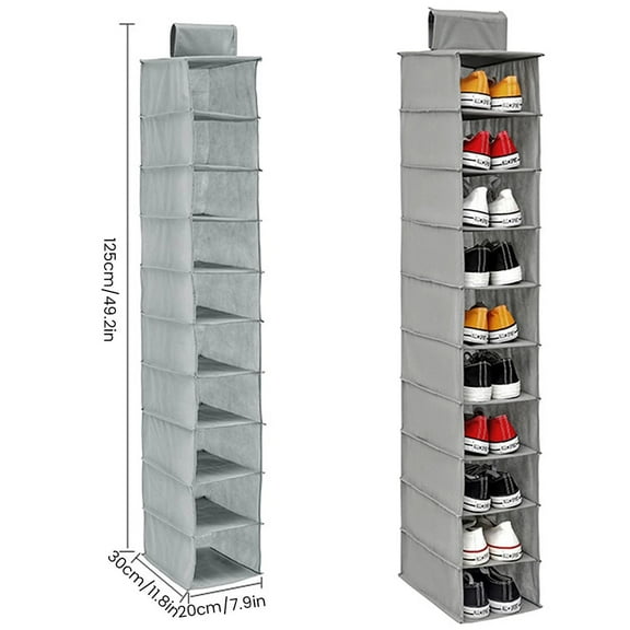 Hanging Shoe Organizer Non-woven Shoe Storage Shelf 10-Layer Foldable Hanging Shoe Rack Space Saving for Home Bedroom Closet