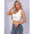 thumbnail image 4 of DARING DIVA Women's Y2K Bralettes V Neck Lace Tank Tops XL White, 4 of 6