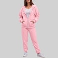 thumbnail image 2 of YDFCWXW Womens 2 Piece Outfits Lounge Zip Hoodie Sweatsuit Sets Oversized Sweatshirt Baggy Fall Fashion Sweatpants with Pockets Pink, XXL, 2 of 4