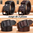 thumbnail image 2 of Cinturón De Piel Para Hombre 2 Uds Moda Accesorios Hombre Black-brown, 2 of 4