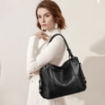 thumbnail image 5 of KALUNMA Genuine Leather Hobo Bag for Women Large Tote Shoulder Handbag Satchel for Laptop Work Ladies, 5 of 8