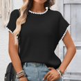 thumbnail image 7 of Women's Ribbed Sweater Crew Neck Short Sleeve Loose Fit Knit Pullover Tops 2026 Spring Summer Trendy Casual Clothes, 7 of 7