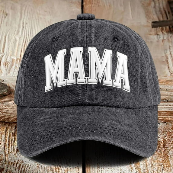CAIXIA Mama Trucker Hat for Women, Embroidered Adjustable Canvas Vintage Mom Baseball Cap Hat for Casual Wear