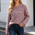 thumbnail image 4 of Karymi Plus Size Tops for Women, Crew Neck Long Sleeve Sweater, Multicolor Marled Heather Waffle Knit Loose Fit Pullover Top for Fall Winter, 4 of 5
