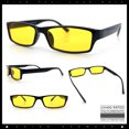 thumbnail image 2 of SA106 Mens Hippie Hustler Color Lens Narrow Rectangular Black Frame Sunglasses Yellow Lens, 2 of 7