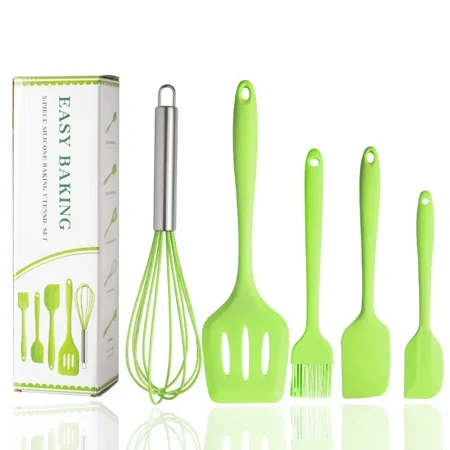 

Anjet-1 Set/5pcs Silicone Kitchen Utensil Set Scraper Set Baking Tool Set Pot Spatula Cooking Spoon Egg Beater Drain Spatula