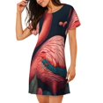 thumbnail image 2 of Kdxio Chemise de Nuit à Imprimé Floral Coloré Flamant Rose pour Femmes, Manches Courtes, Décontractée, Ample et Confortable, 2 of 6