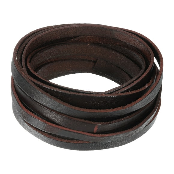 Unique Bargains 5.5 Yard 10mm Flat Leather Cord, Leather Lacing Strips for DIY Crafting Coffee