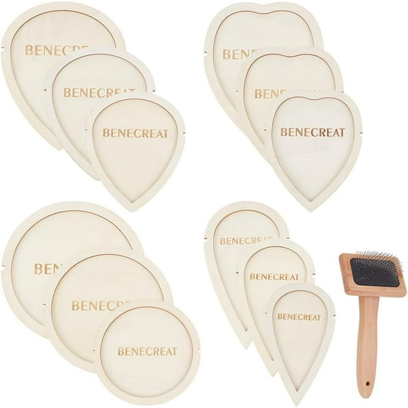 13Pcs Macrame Leaf Cutting Mold Sets Wooden Macrame Leaf Template 12Pcs 4 Styles Cutting Molds and 1Pcs Stainless Steel Comb for DIY Crafts Making