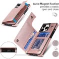 thumbnail image 5 of Crossbody Wallet Case for iPhone 14 Pro Max 6.7 inch, Kickstand with Adjustable Removable Lanyard Neck Strap Case Card Holder Case Shockproof Cover Magnetic Clasp Cover Flip Case -Rose Gold, 5 of 14